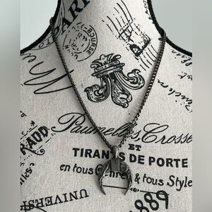 Dark Silver Talisman Pendant Necklace – Gunmetal Chain